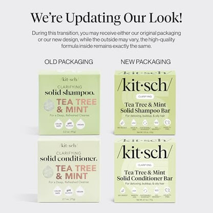 Kitsch Clarifying Tea Tree Shampoo and Conditioner Set – Natural Scalp & Oil Control Hair Care Bars for Women and Men – Paraben, Sulfate & Silicone Free – Made in USA – 2 Count Avelisse