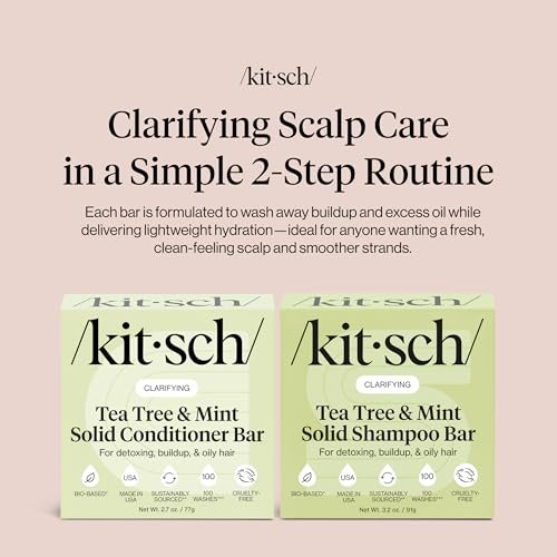 Kitsch Clarifying Tea Tree Shampoo and Conditioner Set – Natural Scalp & Oil Control Hair Care Bars for Women and Men – Paraben, Sulfate & Silicone Free – Made in USA – 2 Count Avelisse