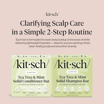 Kitsch Clarifying Tea Tree Shampoo and Conditioner Set – Natural Scalp & Oil Control Hair Care Bars for Women and Men – Paraben, Sulfate & Silicone Free – Made in USA – 2 Count Avelisse