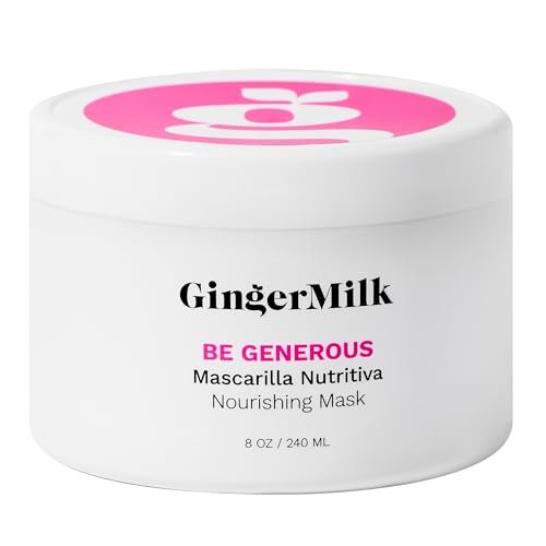 Deep Repair Hair Mask for Dry, Damaged & Curly Hair – Hydrating Hair Mask with Castor Oil, Biotin & Ginger Milk – Sulfate Free Hair Mask for Color Treated Hair – Be Generous by Ginger Milk – 8 oz Avelisse