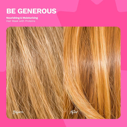 Deep Repair Hair Mask for Dry, Damaged & Curly Hair – Hydrating Hair Mask with Castor Oil, Biotin & Ginger Milk – Sulfate Free Hair Mask for Color Treated Hair – Be Generous by Ginger Milk – 8 oz Avelisse