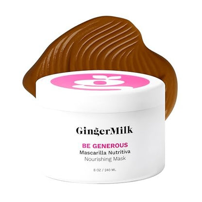 Deep Repair Hair Mask for Dry, Damaged & Curly Hair – Hydrating Hair Mask with Castor Oil, Biotin & Ginger Milk – Sulfate Free Hair Mask for Color Treated Hair – Be Generous by Ginger Milk – 8 oz Avelisse