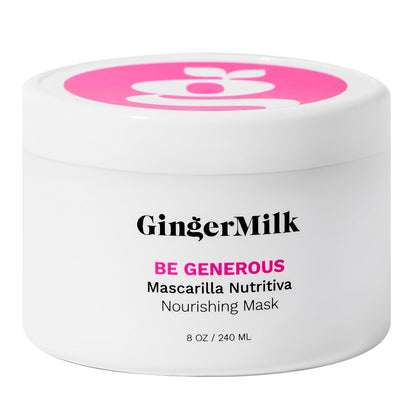 Deep Repair Hair Mask for Dry, Damaged & Curly Hair – Hydrating Hair Mask with Castor Oil, Biotin & Ginger Milk – Sulfate Free Hair Mask for Color Treated Hair – Be Generous by Ginger Milk – 8 oz Avelisse