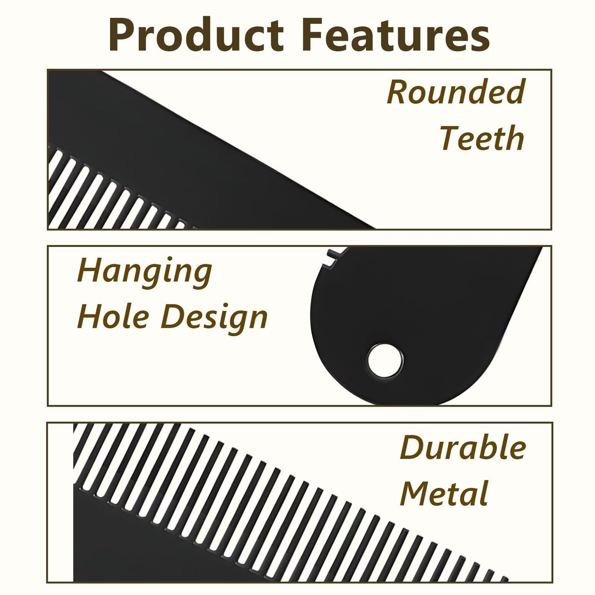 Jaasuee Metal Fine Tooth Portable Mini Pocket Beard Comb – Ideal for Thinner Hair and Beard, Black - görsel 5