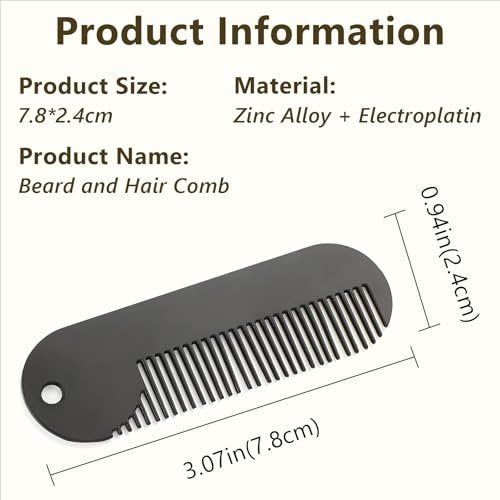 Jaasuee Metal Fine Tooth Portable Mini Pocket Beard Comb – Ideal for Thinner Hair and Beard, Black - görsel 4