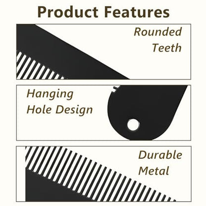 Jaasuee Metal Fine Tooth Portable Mini Pocket Beard Comb – Ideal for Thinner Hair and Beard, Black