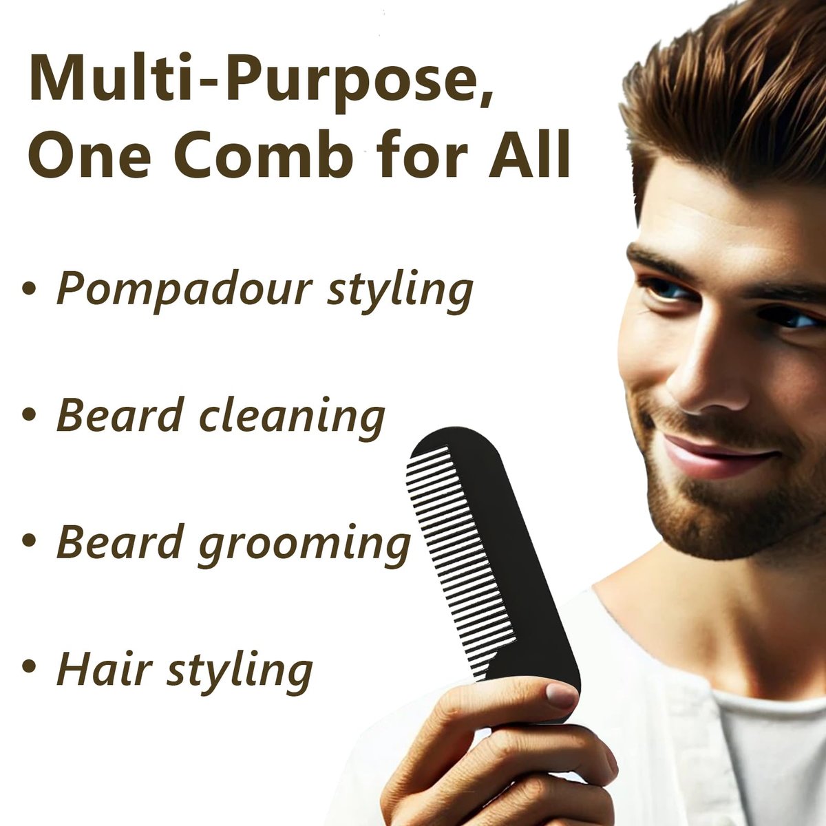 Jaasuee Metal Fine Tooth Portable Mini Pocket Beard Comb – Ideal for Thinner Hair and Beard, Black - görsel 13