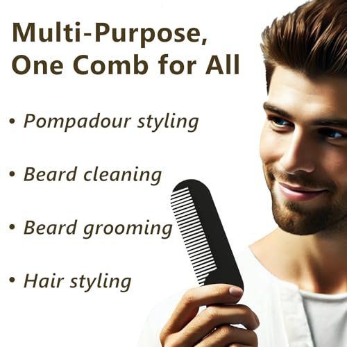 Jaasuee Metal Fine Tooth Portable Mini Pocket Beard Comb – Ideal for Thinner Hair and Beard, Black - görsel 14