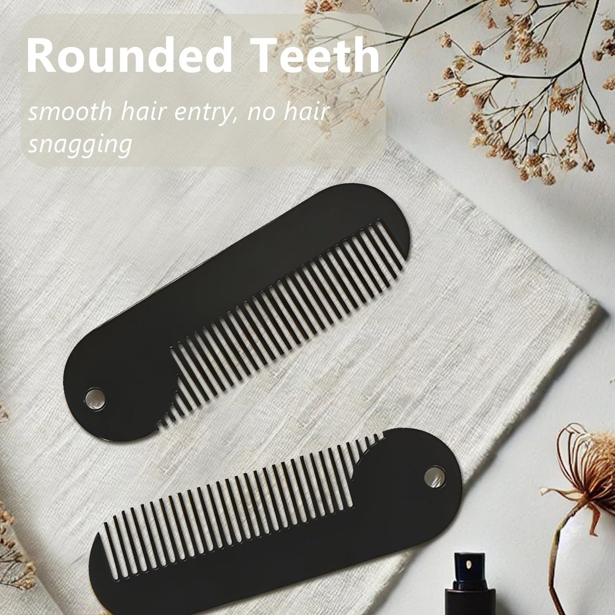 Jaasuee Metal Fine Tooth Portable Mini Pocket Beard Comb – Ideal for Thinner Hair and Beard, Black - görsel 11