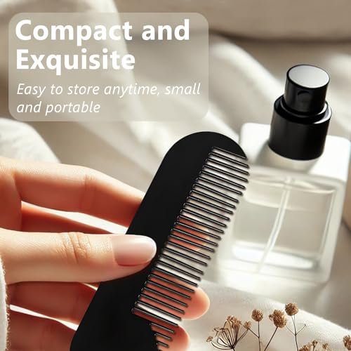Jaasuee Metal Fine Tooth Portable Mini Pocket Beard Comb – Ideal for Thinner Hair and Beard, Black - görsel 10