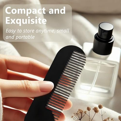 Jaasuee Metal Fine Tooth Portable Mini Pocket Beard Comb – Ideal for Thinner Hair and Beard, Black
