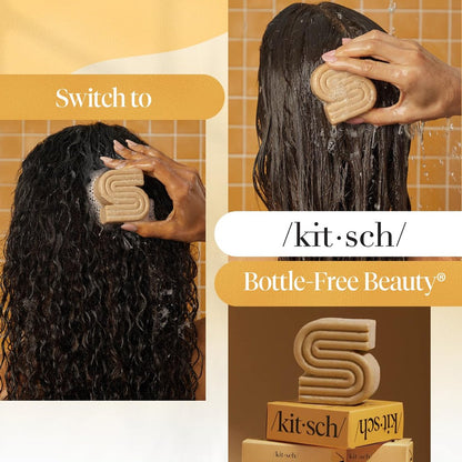 Kitsch Coconut Oil Shampoo Bar – Hydrate & Soften Dry Damaged Hair, Deep Moisturizing Curly Hair Shampoo, Safe for Color Treated Hair, Silicone, Paraben & Sulfate Free, Made in USA, 3.2 oz