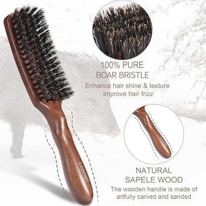 Lorsex Boar Bristle Hair Brush for Men – Slick Back Styling for Fine, Thin, Medium Hair & Beard Avelisse