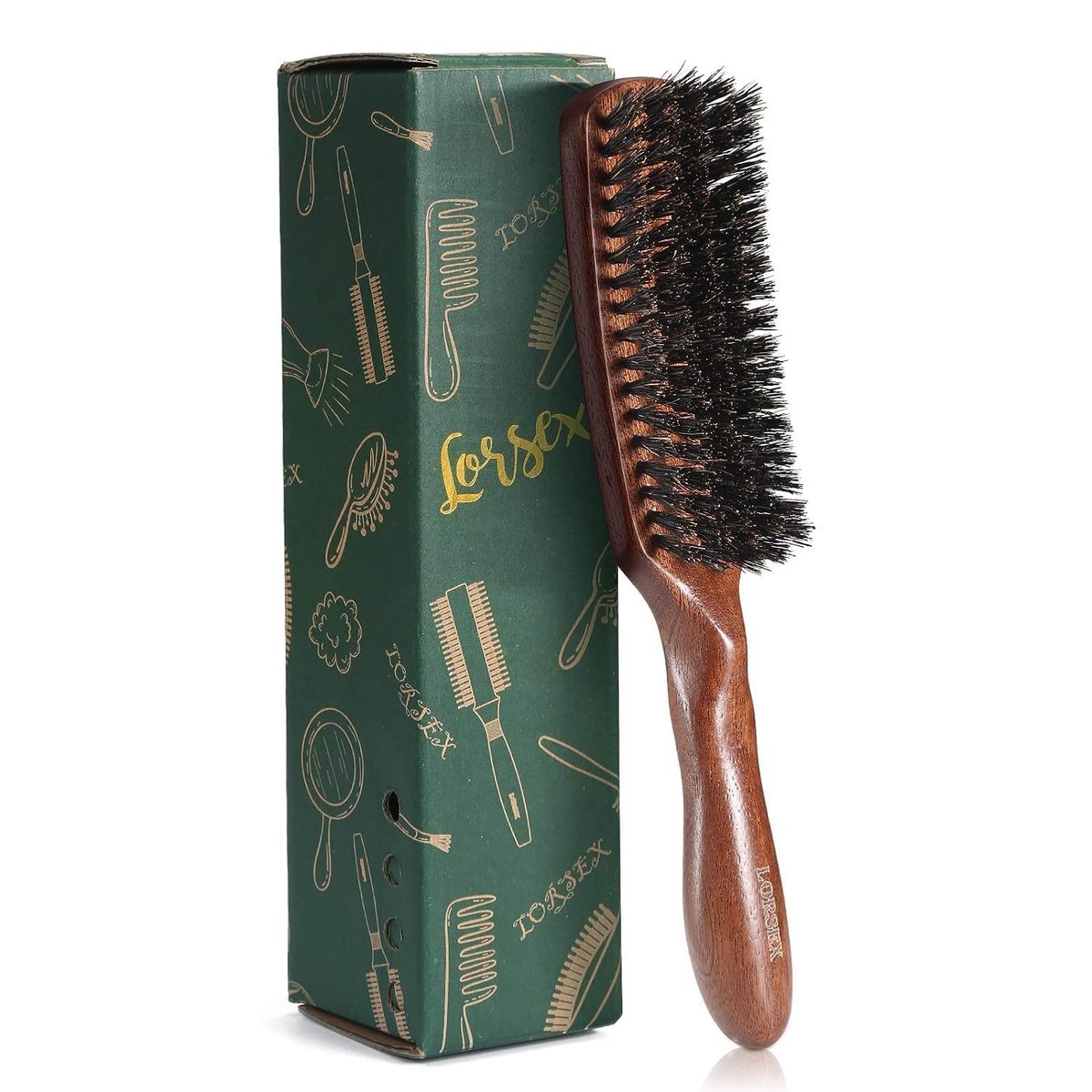 Lorsex Boar Bristle Hair Brush for Men – Slick Back Styling for Fine, Thin, Medium Hair & Beard Avelisse