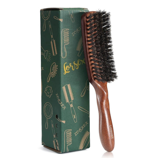 Lorsex Boar Bristle Hair Brush for Men – Slick Back Styling for Fine, Thin, Medium Hair & Beard Avelisse