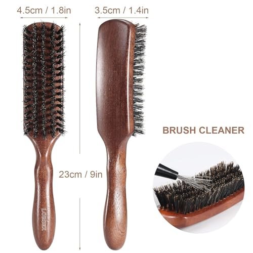 Lorsex Boar Bristle Hair Brush for Men – Slick Back Styling for Fine, Thin, Medium Hair & Beard Avelisse