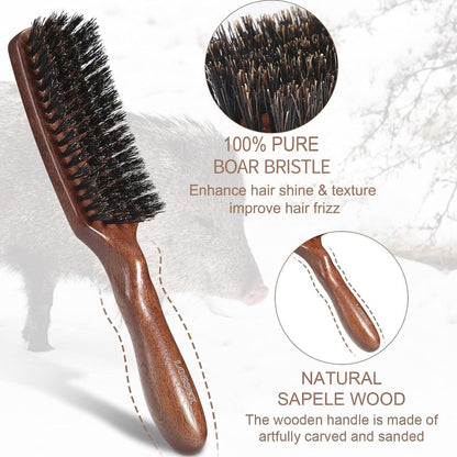Lorsex Boar Bristle Hair Brush for Men – Slick Back Styling for Fine, Thin, Medium Hair & Beard Avelisse