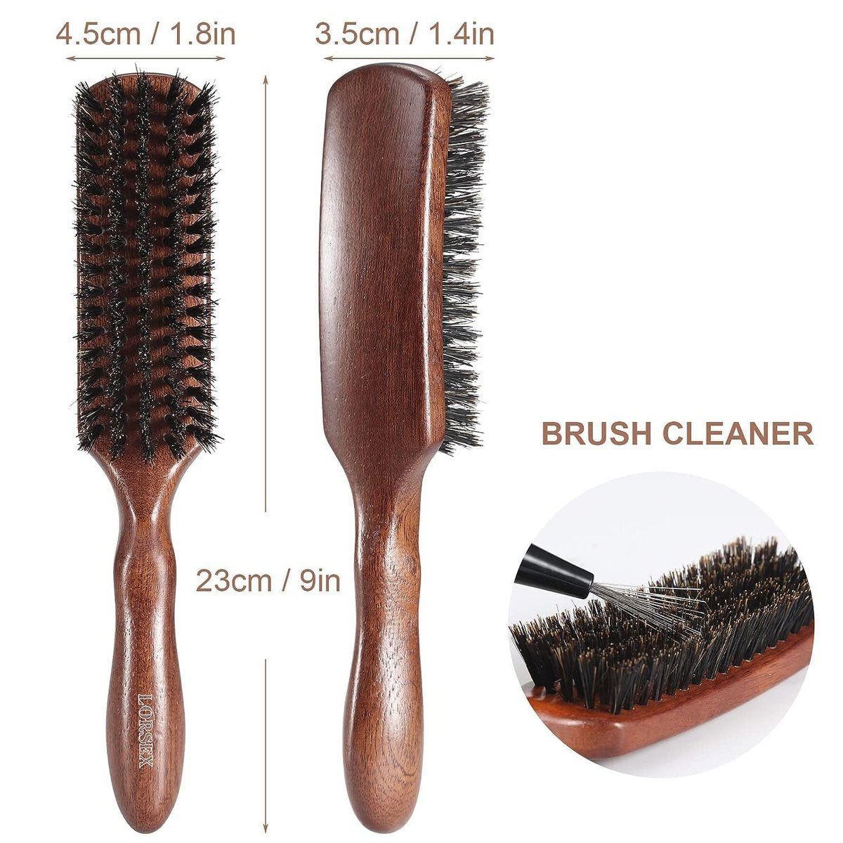 Lorsex Boar Bristle Hair Brush for Men – Slick Back Styling for Fine, Thin, Medium Hair & Beard Avelisse