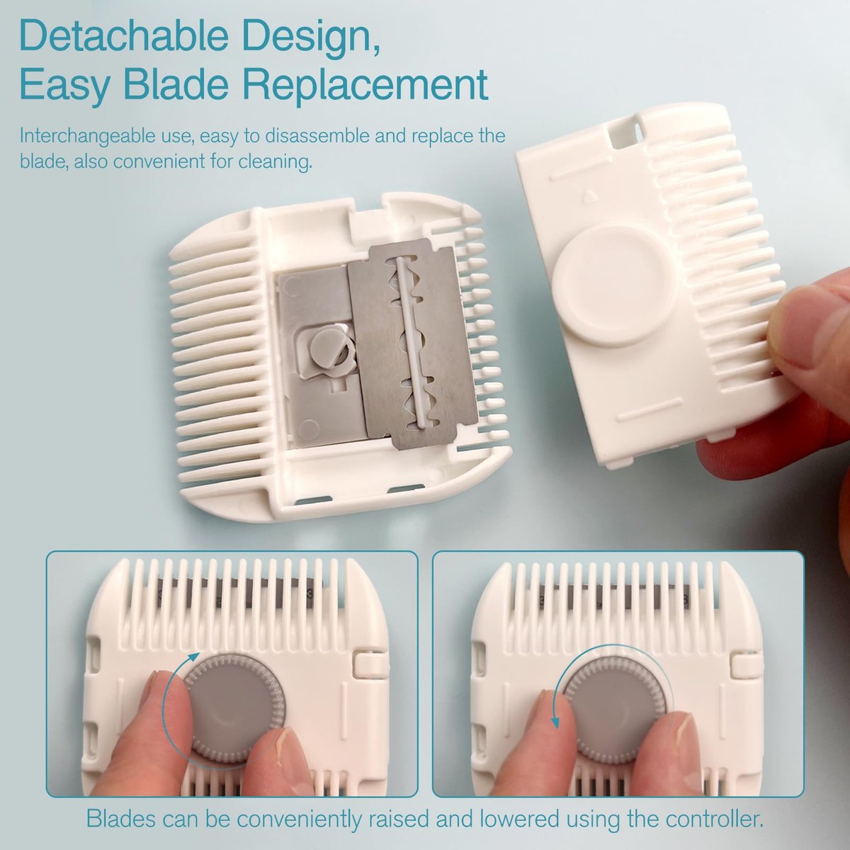 Double-Sided Hair Trimmer Comb for Women and Girls - 2-Pack Manual Razor Comb, Stainless Steel, Compact & Portable, Gray - görsel 7