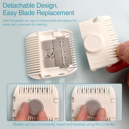 Double-Sided Hair Trimmer Comb for Women and Girls - 2-Pack Manual Razor Comb, Stainless Steel, Compact & Portable, Gray