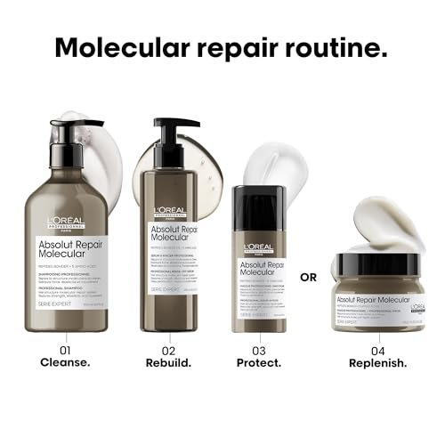 L'Oréal Professionnel Paris Absolut Repair Molecular Hair Mask - Repairs Damage & Restores Strength for Extremely Dry Damaged Hair, Extra Detangling & Hydration, Peptides Bonder, 8.5 Fl Oz - görsel 14