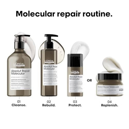 L'Oréal Professionnel Paris Absolut Repair Molecular Hair Mask - Repairs Damage & Restores Strength for Extremely Dry Damaged Hair, Extra Detangling & Hydration, Peptides Bonder, 8.5 Fl Oz