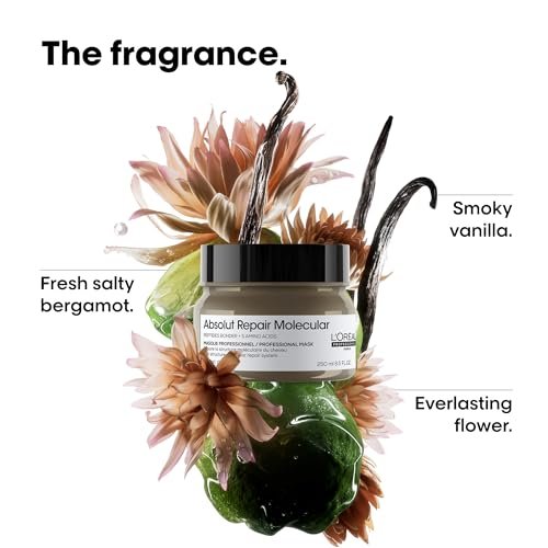 L'Oréal Professionnel Paris Absolut Repair Molecular Hair Mask - Repairs Damage & Restores Strength for Extremely Dry Damaged Hair, Extra Detangling & Hydration, Peptides Bonder, 8.5 Fl Oz - görsel 12