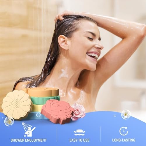 SeasonBliss Shower Steamers 6 Pack – Unique Shaped Aromatherapy Shower Bombs in Orange, Peppermint, Lemon, Rose, Chamomile, and Sea Scent – Relaxing Gift for Women, Mother's Day, Birthday, Valentine's Day Avelisse