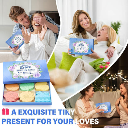 SeasonBliss Shower Steamers 6 Pack – Unique Shaped Aromatherapy Shower Bombs in Orange, Peppermint, Lemon, Rose, Chamomile, and Sea Scent – Relaxing Gift for Women, Mother's Day, Birthday, Valentine's Day Avelisse