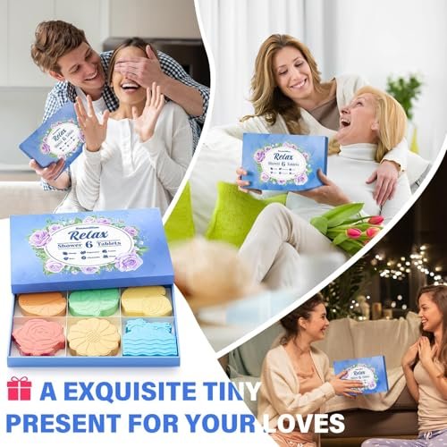 SeasonBliss Shower Steamers 6 Pack – Unique Shaped Aromatherapy Shower Bombs in Orange, Peppermint, Lemon, Rose, Chamomile, and Sea Scent – Relaxing Gift for Women, Mother's Day, Birthday, Valentine's Day Avelisse