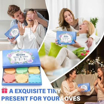 SeasonBliss Shower Steamers 6 Pack – Unique Shaped Aromatherapy Shower Bombs in Orange, Peppermint, Lemon, Rose, Chamomile, and Sea Scent – Relaxing Gift for Women, Mother's Day, Birthday, Valentine's Day Avelisse