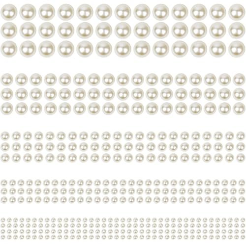 Phinus 3732Pcs Hair Pearls - White and Beige Pearl Stickers for Crafts, Body Gems, Nails, Makeup, and DIY Decorations (3/4/5/6/8mm) - görsel 2