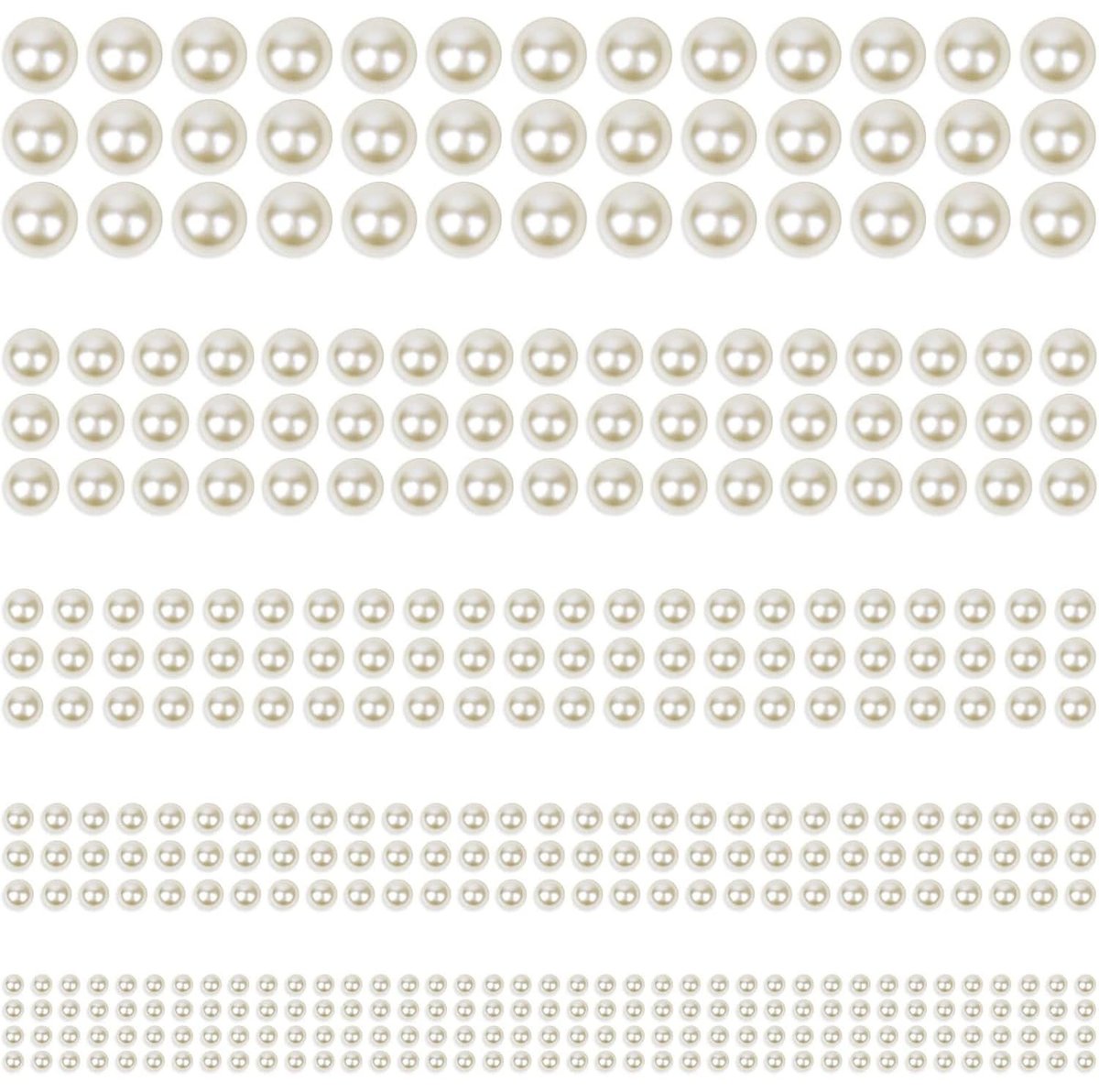 Phinus 3732Pcs Hair Pearls - White and Beige Pearl Stickers for Crafts, Body Gems, Nails, Makeup, and DIY Decorations (3/4/5/6/8mm) - görsel 1