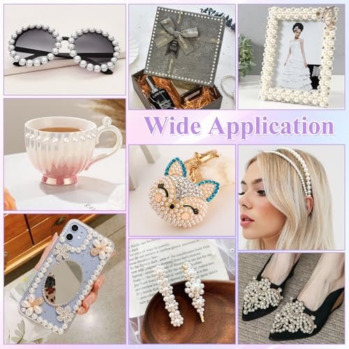 Phinus 3732Pcs Hair Pearls - White and Beige Pearl Stickers for Crafts, Body Gems, Nails, Makeup, and DIY Decorations (3/4/5/6/8mm) - görsel 10