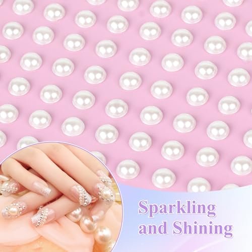 Phinus 3732Pcs Hair Pearls - White and Beige Pearl Stickers for Crafts, Body Gems, Nails, Makeup, and DIY Decorations (3/4/5/6/8mm) - görsel 6
