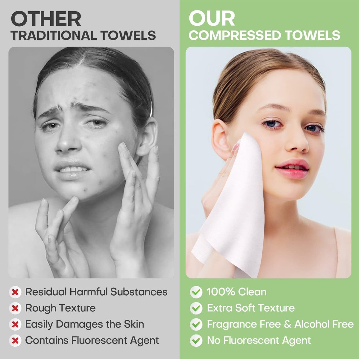 Compressed Towel Tablets 100 Count – Thickened Disposable Face Towel, Biodegradable Cotton Wash Cloths, Portable Mini Compressed Washcloths for Travel, Gym, Home, Outdoor Activities Avelisse