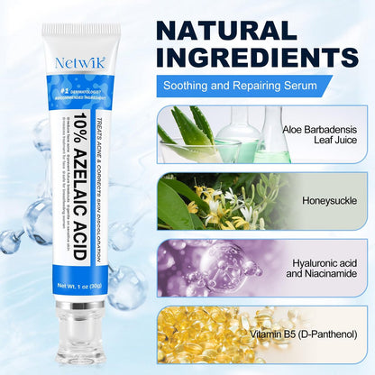 Azelaic Acid 10% Cream for Face – Acne & Rosacea Relief, Reduces Pimples, Blackheads, Pigmentation & Redness