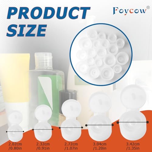 20-Pack Reusable Leak-Proof Flip Top Snap Top Dispenser Caps - 5 Sizes for Most Bottles, Zero Waste Solution with Bottle Emptying Caps Included - görsel 4