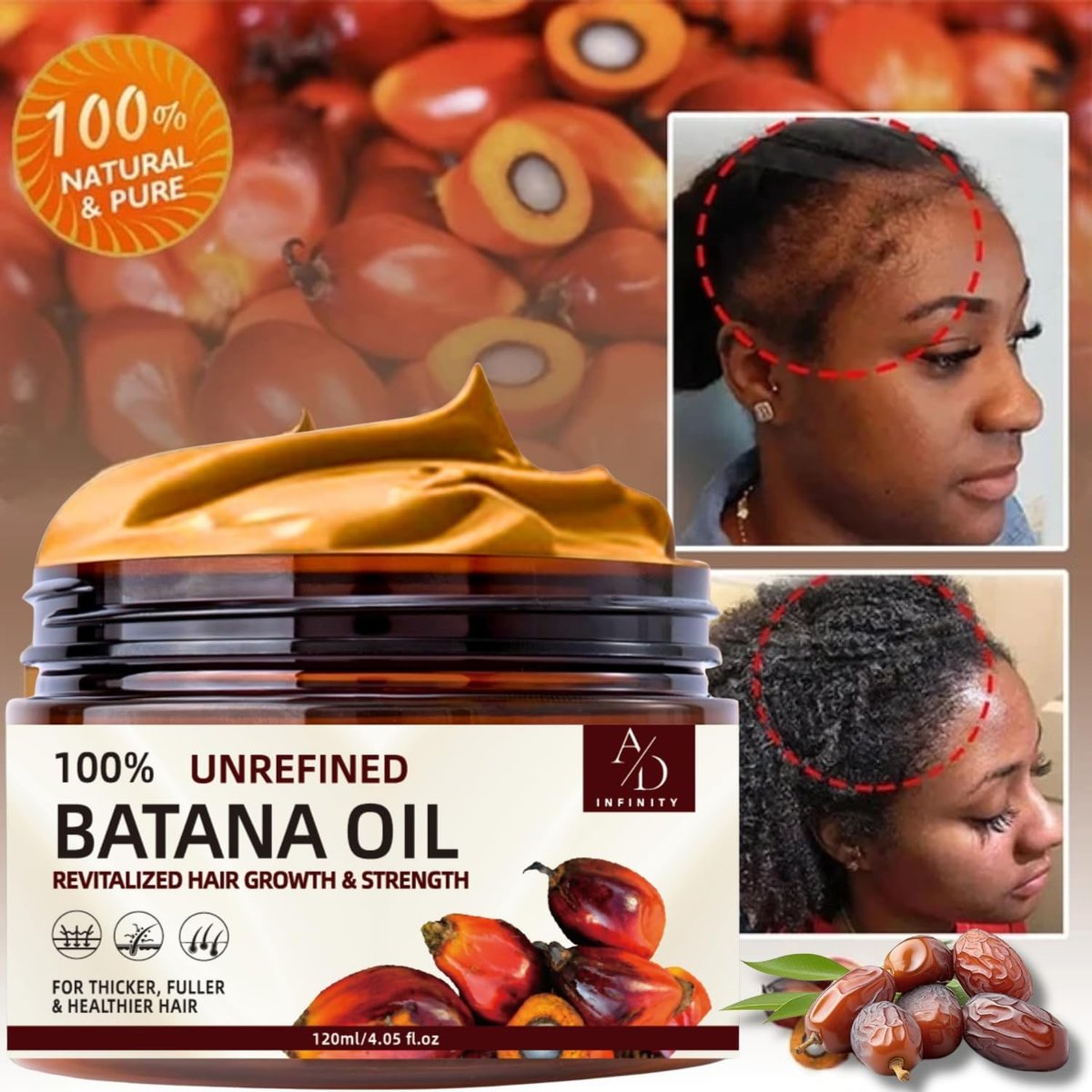 100% Unrefined Raw Batana Oil for Hair Growth - Dr. Sebi Inspired Organic Pure from Honduras with Keratin & Coffee Extract - Botana Oil 4oz Avelisse