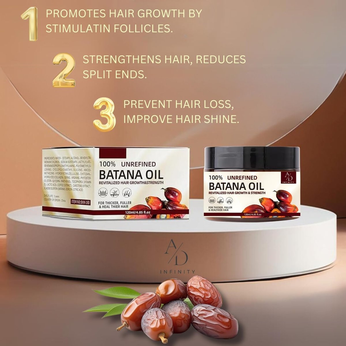100% Unrefined Raw Batana Oil for Hair Growth - Dr. Sebi Inspired Organic Pure from Honduras with Keratin & Coffee Extract - Botana Oil 4oz Avelisse