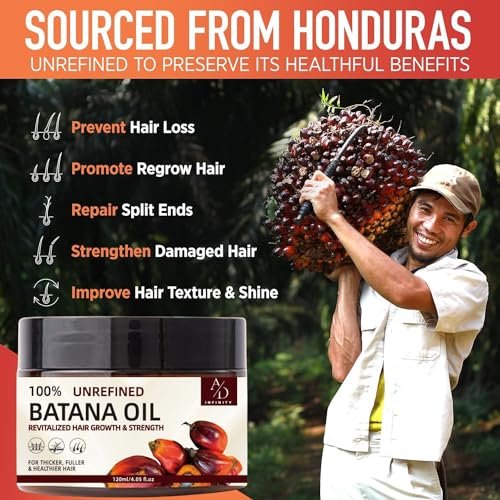 100% Unrefined Raw Batana Oil for Hair Growth - Dr. Sebi Inspired Organic Pure from Honduras with Keratin & Coffee Extract - Botana Oil 4oz Avelisse