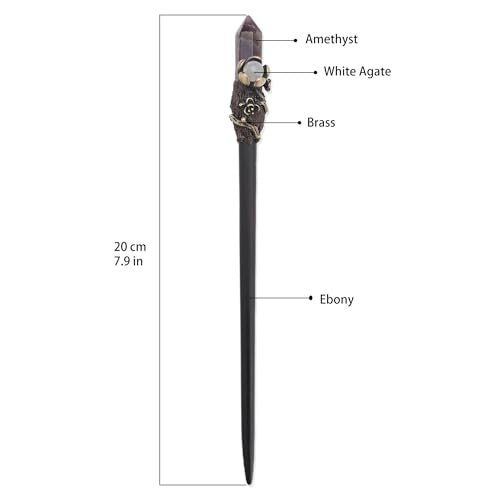Ebony Wood Hair Stick with Amethyst Point - Elegant Hair Pin Gift for Her - görsel 6