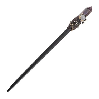 Ebony Wood Hair Stick with Amethyst Point - Elegant Hair Pin Gift for Her