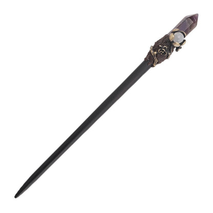 Ebony Wood Hair Stick with Amethyst Point - Elegant Hair Pin Gift for Her