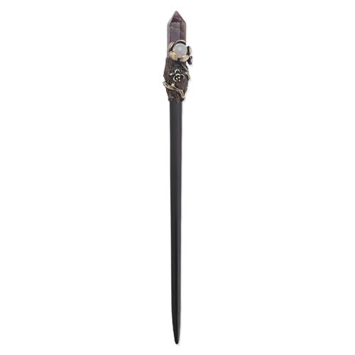 Ebony Wood Hair Stick with Amethyst Point - Elegant Hair Pin Gift for Her - görsel 12