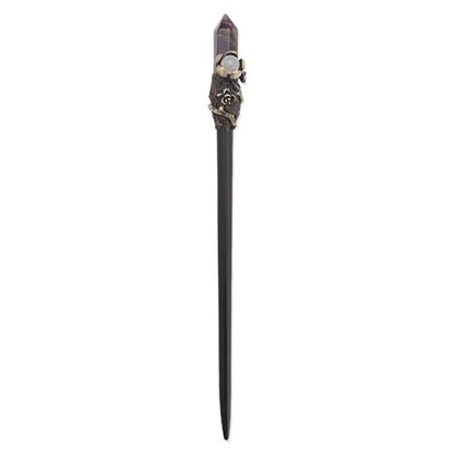 Ebony Wood Hair Stick with Amethyst Point - Elegant Hair Pin Gift for Her