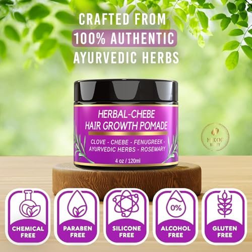 MAKOF BEAUTY Chebe Hair Growth Grease – Herbal Pomade with Clove, Fenugreek, Rosemary, Moringa & Ayurvedic Herbs for Hair Loss, Edges & Thinning Hair, 4 oz Avelisse