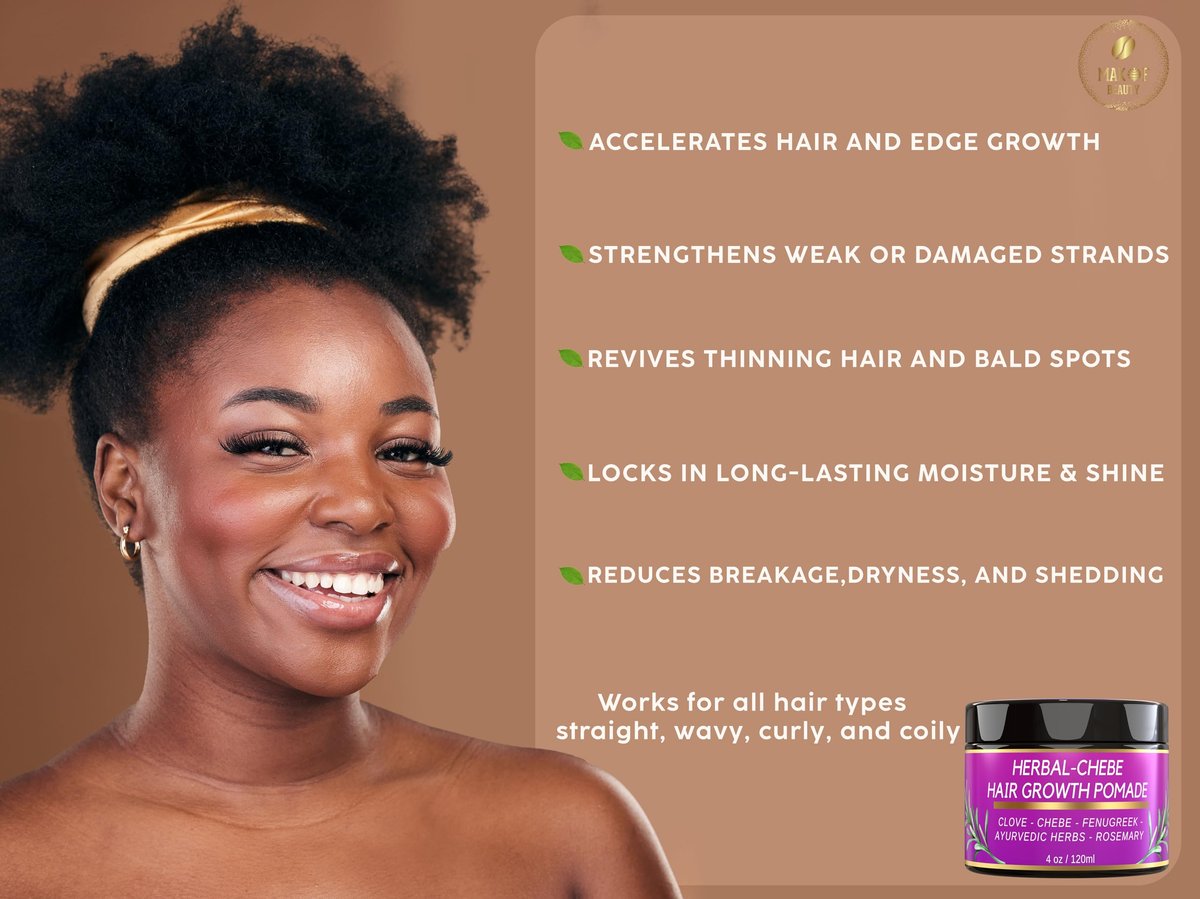 MAKOF BEAUTY Chebe Hair Growth Grease – Herbal Pomade with Clove, Fenugreek, Rosemary, Moringa & Ayurvedic Herbs for Hair Loss, Edges & Thinning Hair, 4 oz Avelisse