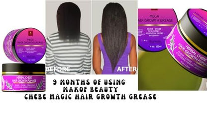 MAKOF BEAUTY Chebe Hair Growth Grease – Herbal Pomade with Clove, Fenugreek, Rosemary, Moringa & Ayurvedic Herbs for Hair Loss, Edges & Thinning Hair, 4 oz Avelisse