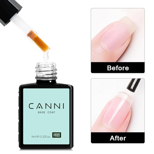 CANNI Gel Base Coat – 9ML Soak-Off UV/LED Base Gel Nail Polish, Long-Lasting Clear Layer for DIY or Salon Use - görsel 8